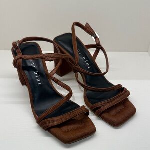 Gianni Bini Brown Bovine Hair Strappy Heels